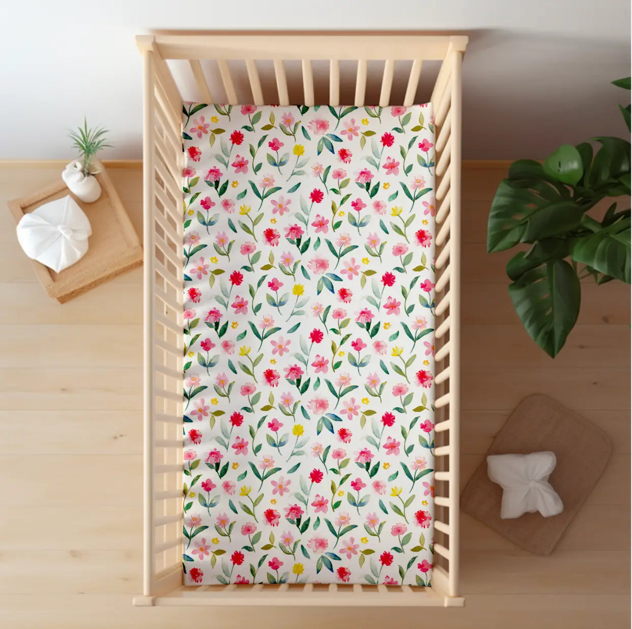 Draps housse 60x120cm coton bio GOTS Lillaloha Peony