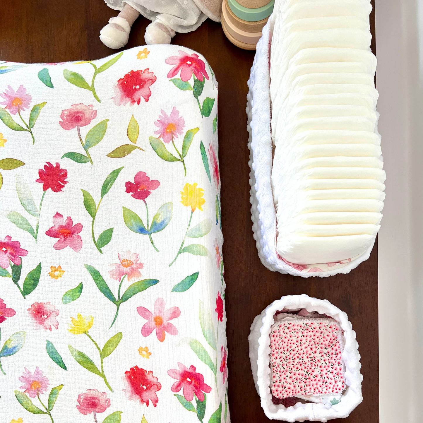 Housse de matelas à langer coton bio gots Lillaloha Peony 