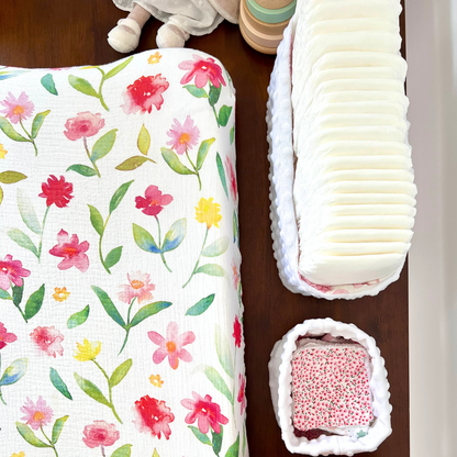 Housse de matelas à langer coton bio gots Lillaloha Peony 