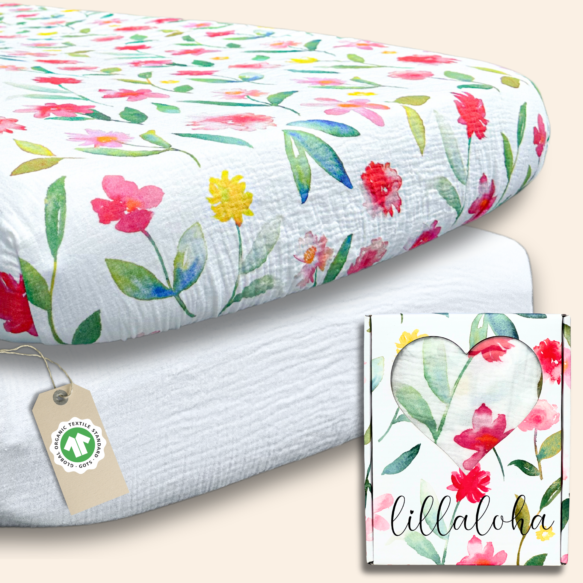 Lillaloha_lot_de_2_draps_housse_60x120cm_coton_bio_gots_Peony_Gaze de Coton